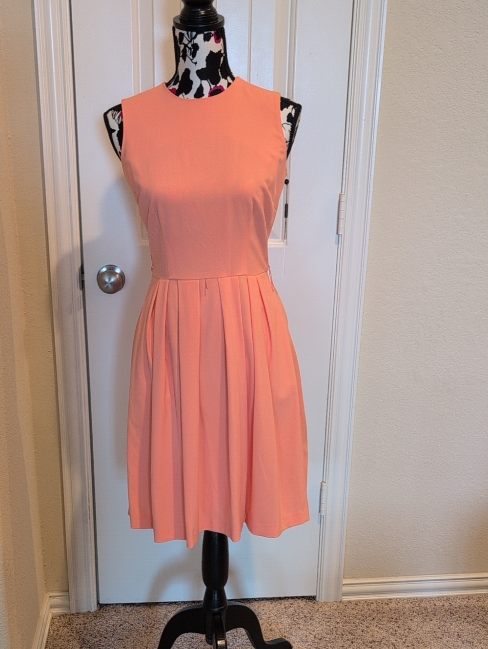 Calvin Klein Peach Pleated Sleeveless Fit-and-Flare Dress Size 2 New W/Tags